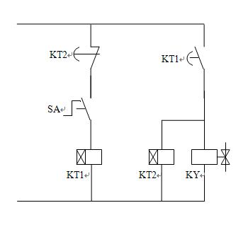 要求只用两个时间继电器控制一个电磁阀,     &