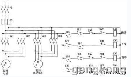 二个电动机的电动葫芦电气控制图